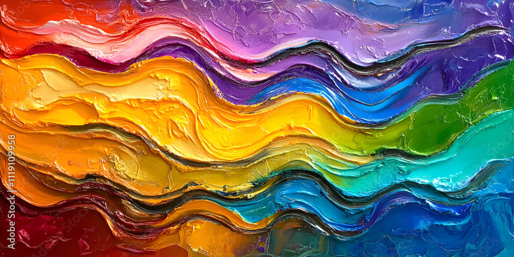 Rainbow Waves Abstract Painting Rainbow Waves Abstract Painting