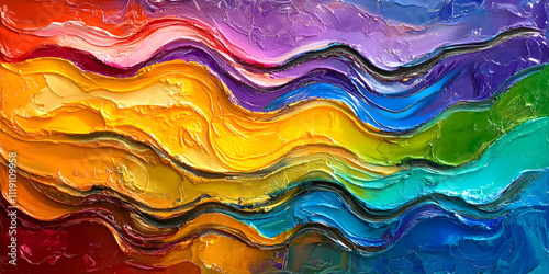 Rainbow Waves Abstract Painting 