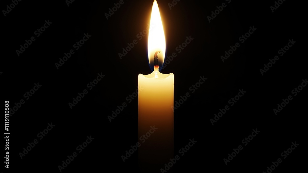 Single lit candle flame in dark background.
