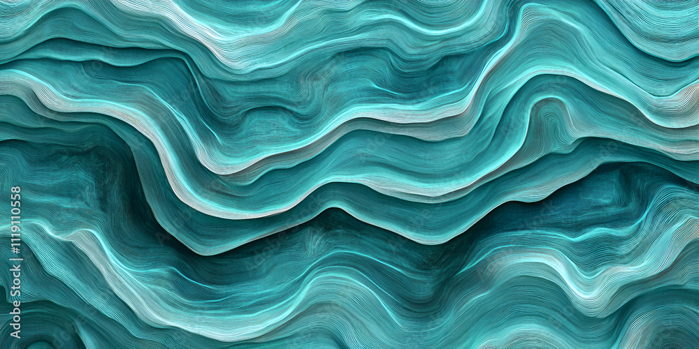 Abstract Teal Waves: A mesmerizing digital art piece featuring flowing, undulating waves in shades of teal and white, evoking a sense of calm and tranquility. Abstract Teal Waves: A mesmerizing digital art piece featuring flowing, undulating waves in shades of teal and white, evoking a sense of calm and tranquility.