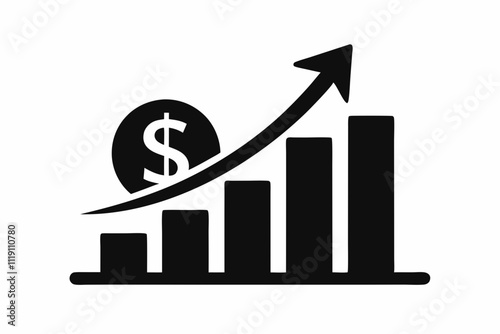 Black Silhouette Icon Revenue Growth Vector