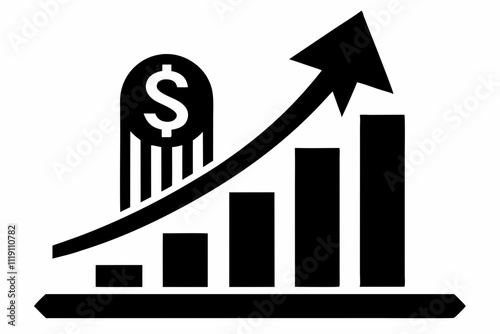 Black Silhouette Icon Revenue Growth Vector