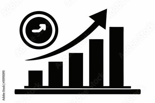 Black Silhouette Icon Revenue Growth Vector