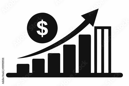 Black Silhouette Icon Revenue Growth Vector