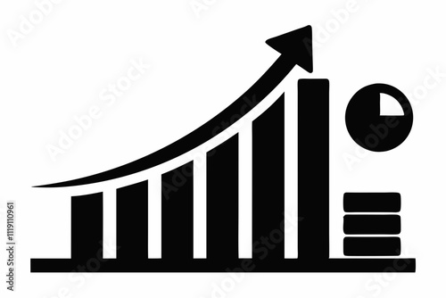Black Silhouette Icon Revenue Growth Vector