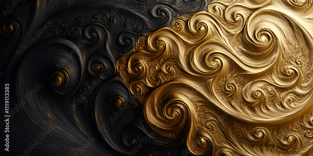 Golden swirls and Dark Elegance: Abstract art of swirling gold and black textures. Luxurious and sophisticated design. Perfect for backgrounds, wallpapers, and artistic projects. Golden swirls and Dark Elegance: Abstract art of swirling gold and black textures. Luxurious and sophisticated design. Perfect for backgrounds, wallpapers, and artistic projects.