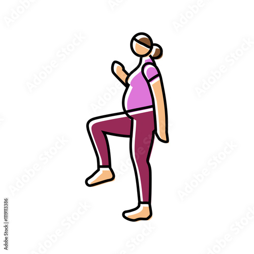 seated pelvic floor stretch pregnant fitness color icon vector. seated pelvic floor stretch pregnant fitness sign. isolated symbol illustration