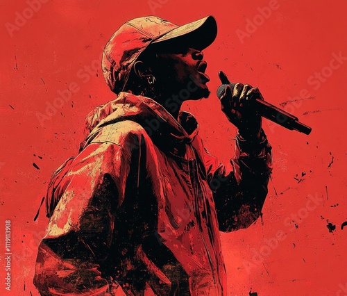 Recording a Hip Hop Song in a Music Studio with a Dynamic Rapper Artist
