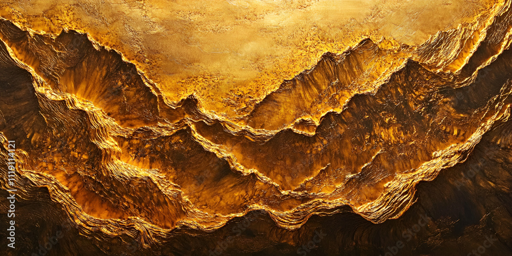 Obraz premium Golden Mountain Range: A dramatic, abstract landscape painting of golden mountains, illuminated by a warm, ethereal light, evokes a sense of awe and grandeur.