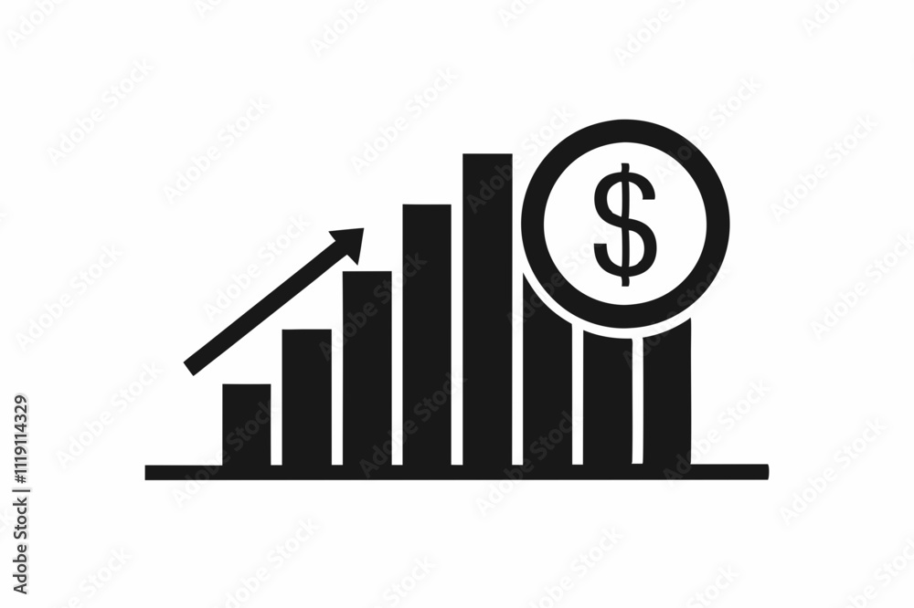 Black Silhouette Revenue Chart Icon Vector Design Black Silhouette Revenue Chart Icon Vector Design
