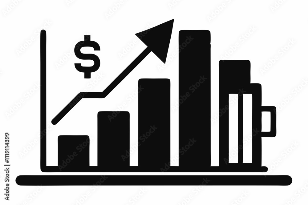 Black Silhouette Revenue Chart Icon Vector Design Black Silhouette Revenue Chart Icon Vector Design