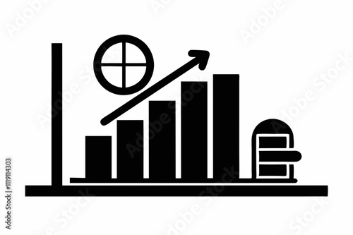 Black Silhouette Revenue Chart Icon Vector Design