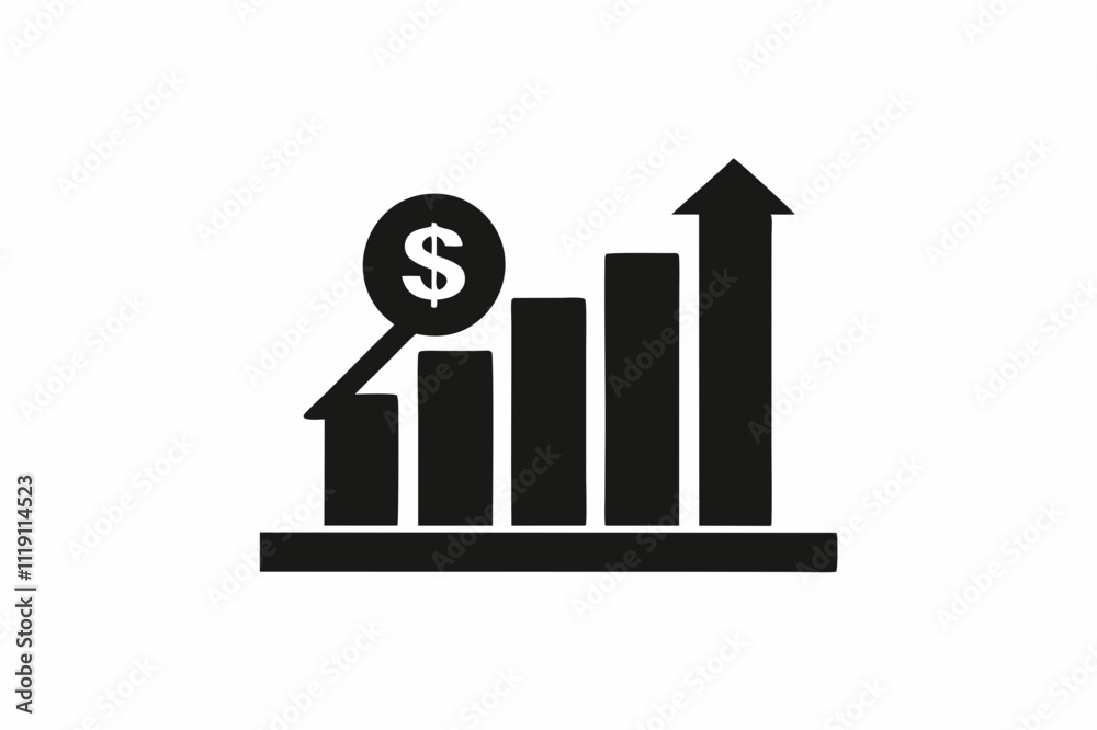 Black Silhouette Revenue Chart Icon Vector Design Black Silhouette Revenue Chart Icon Vector Design