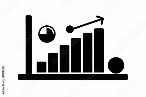 Black Silhouette Revenue Chart Icon Vector Design