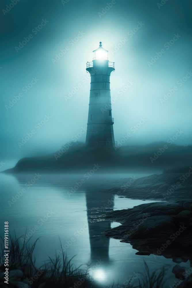 Fototapeta premium Beacon in the Misty Night
