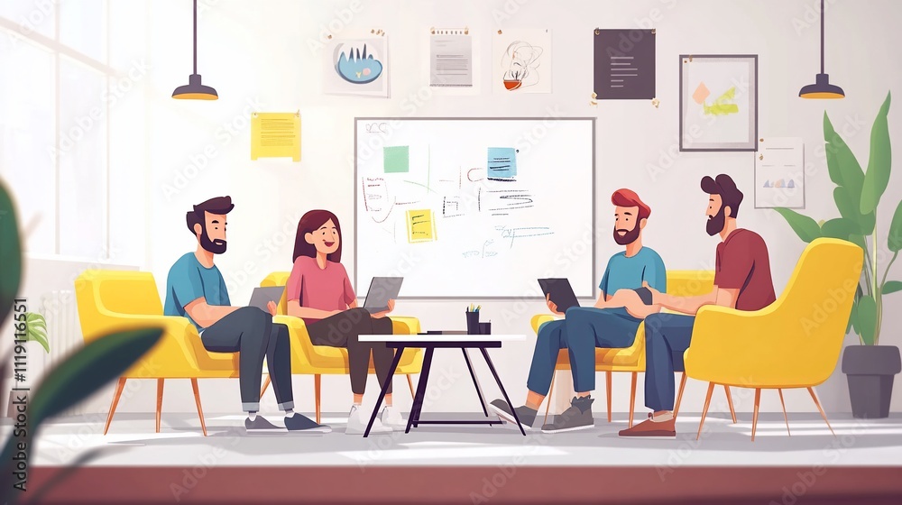 Fototapeta premium Team brainstorming in a modern office.