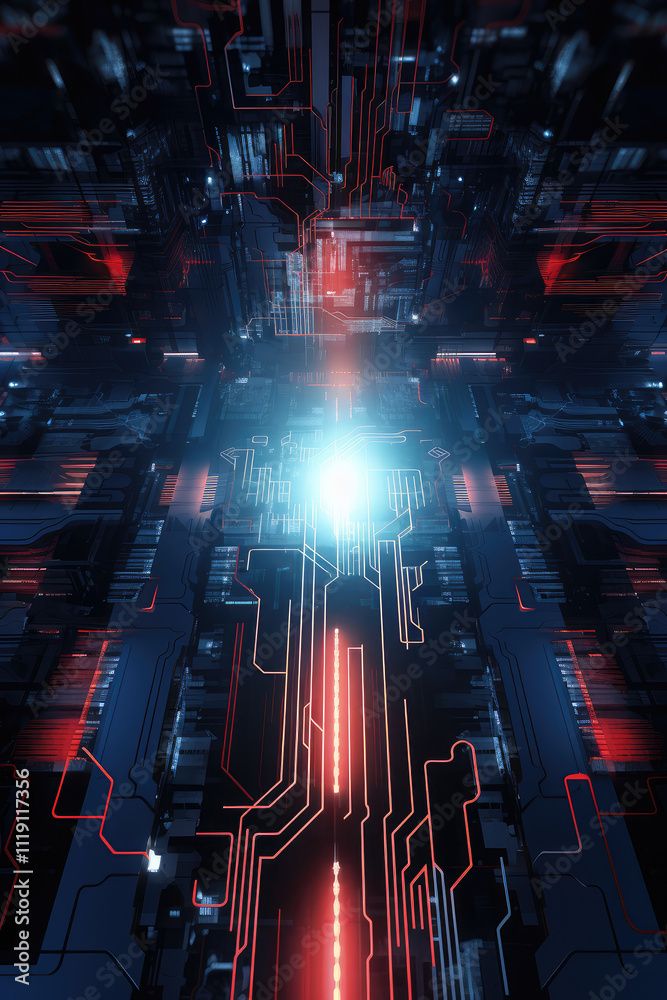 Fotografie Futuristic Cybernetic Core Power Surge