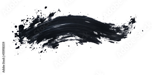 Black paint brush stroke on transparent background, abstract art concept