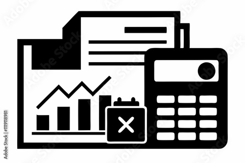 Black Silhouette Tax Form Chart Icon Vector Design