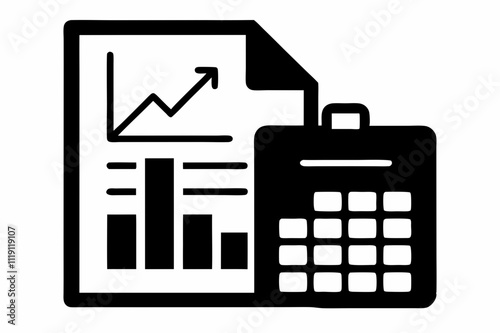 Black Silhouette Tax Form Chart Icon Vector Design