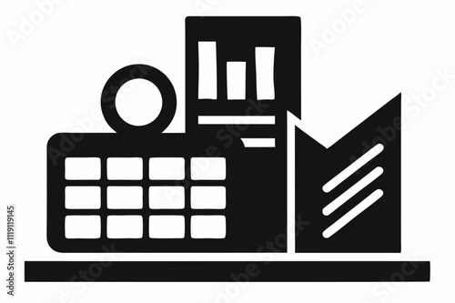 Black Silhouette Tax Form Chart Icon Vector Design