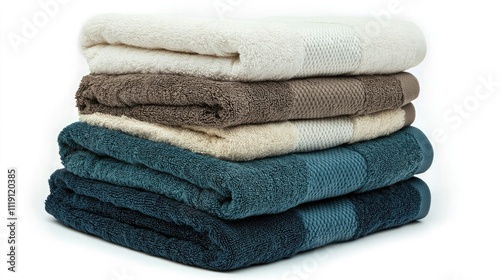 Stack of towels against a transparent background, symbolizing cleanliness and comfort