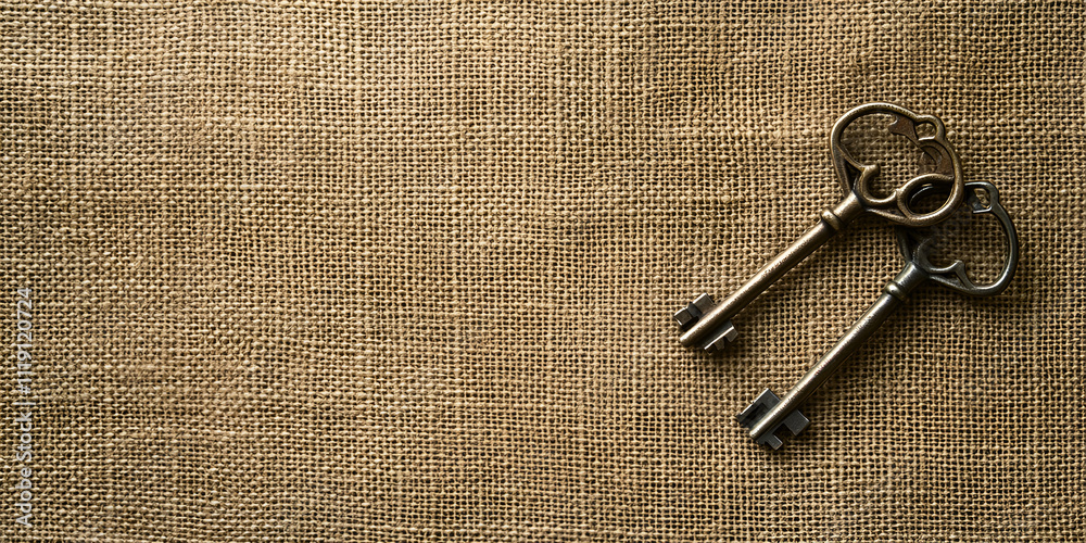 Antique Keys on Burlap: Rustic Charm Antique Keys on Burlap: Rustic Charm