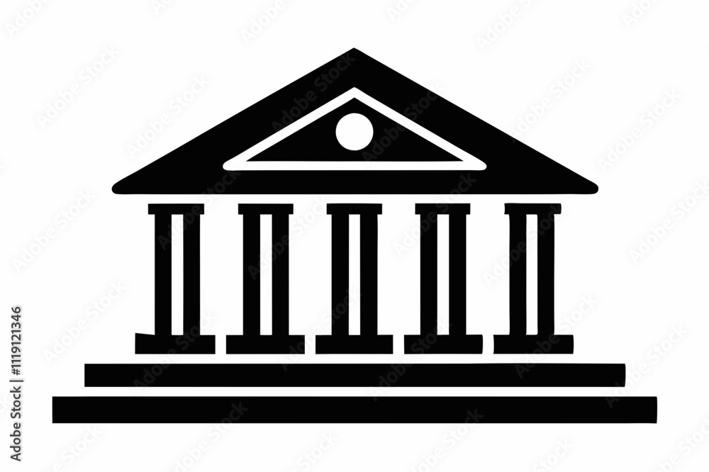 Black Silhouette Vector Icon of Financial Institution Black Silhouette Vector Icon of Financial Institution