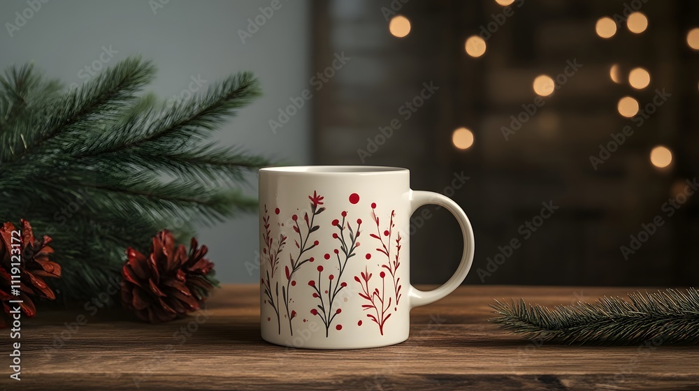 coffee mug mockup with Christmas decorations on a wooden table can be used for showcasing personalized holiday designs, branding, festive marketing, product promotion, gift ideas, or seasonal advertis coffee mug mockup with Christmas decorations on a wooden table can be used for showcasing personalized holiday designs, branding, festive marketing, product promotion, gift ideas, or seasonal advertis