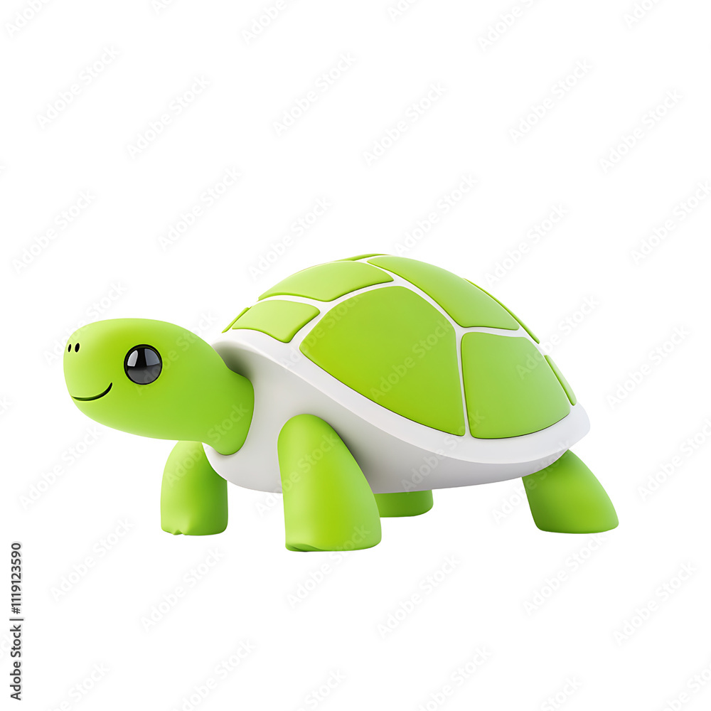Fototapeta premium Cute green turtle toy with a smiling face