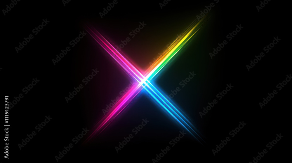 Bright diagonal lines in spectrum of colors create vibrant X shape. This dynamic design evokes energy and creativity Bright diagonal lines in spectrum of colors create vibrant X shape. This dynamic design evokes energy and creativity
