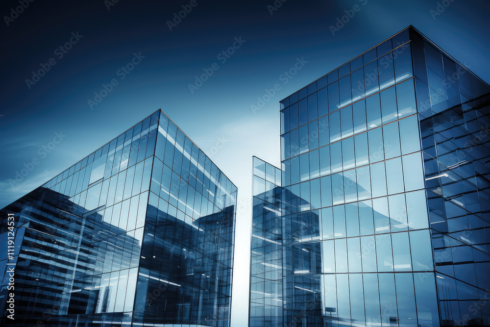 Fototapeta premium Sleek Glass Towers of Business Elegance