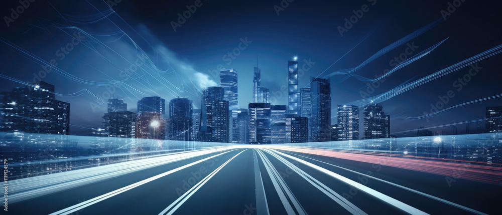 Futuristic City Speed: Urban Lights at Twilight Futuristic City Speed: Urban Lights at Twilight