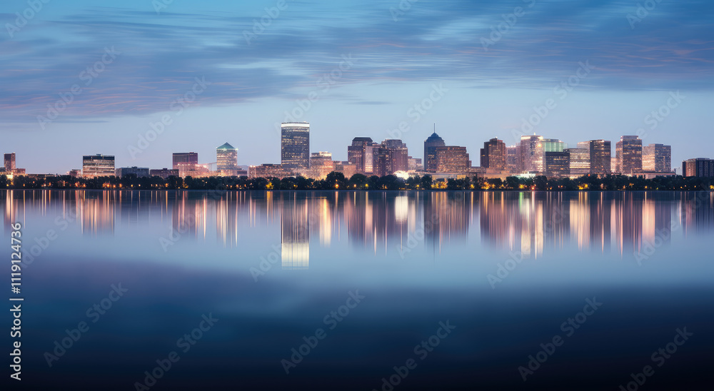 Obraz premium Serene City Skyline at Twilight