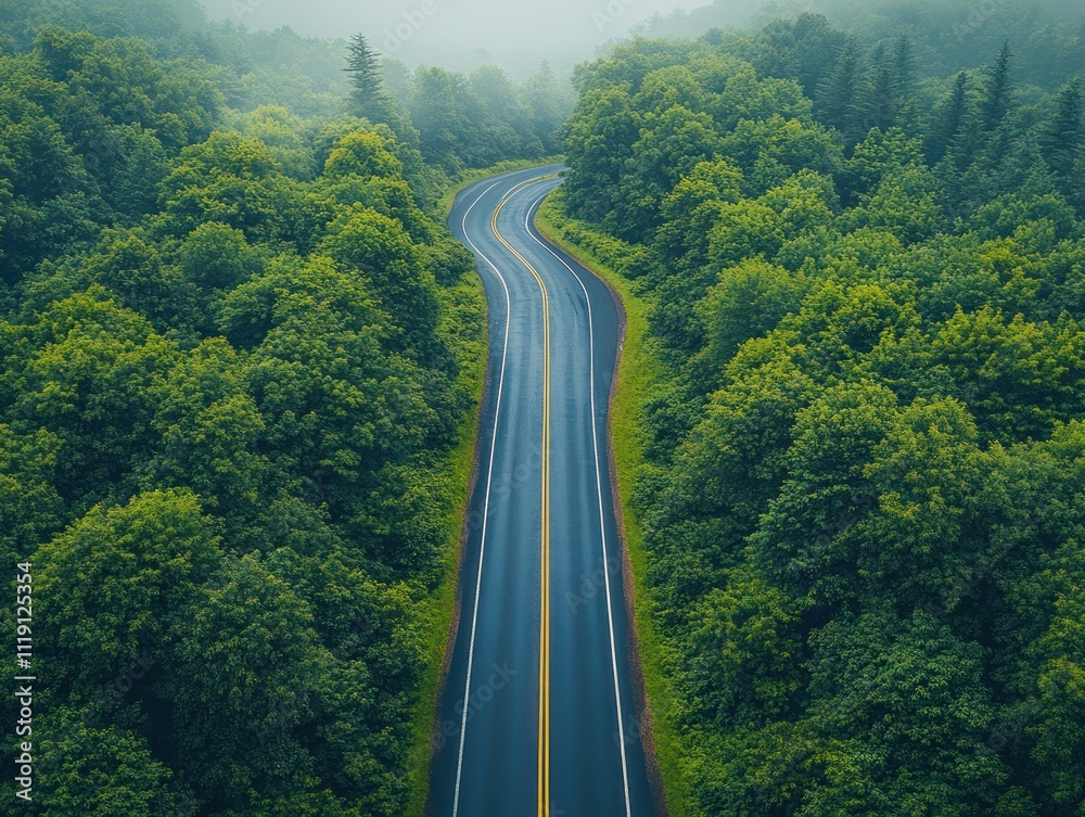 Aerial View of Highway with Electric and Hydrogen Vehicles in Green Forest Sustainable Transport Aerial View of Highway with Electric and Hydrogen Vehicles in Green Forest Sustainable Transport