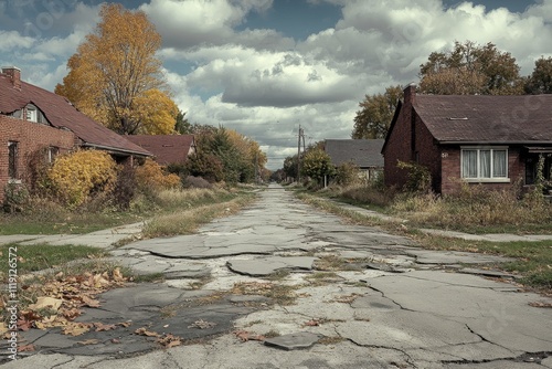 Deserted Street in Autumn: An Abandoned Neighborhood photo