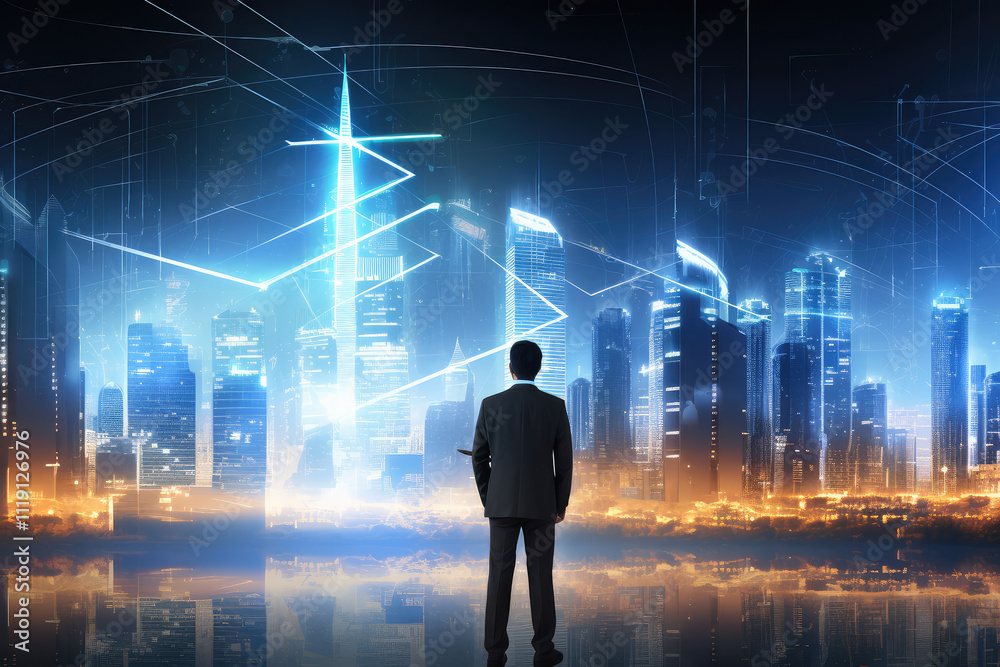 Visionary Leader Overlooking the Future City Visionary Leader Overlooking the Future City