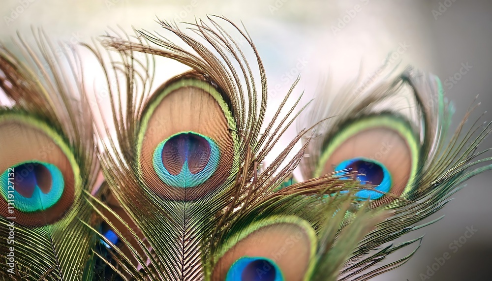 Obraz premium Vibrant peacock feathers showcasing intricate patterns.