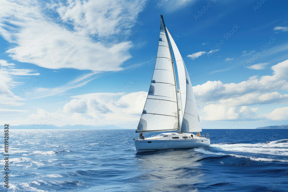 Obraz premium Effortless Sailing Across the Deep Blue Ocean