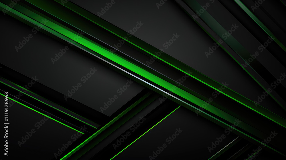 Sleek Green Lines on Dark Abstract Background Sleek Green Lines on Dark Abstract Background