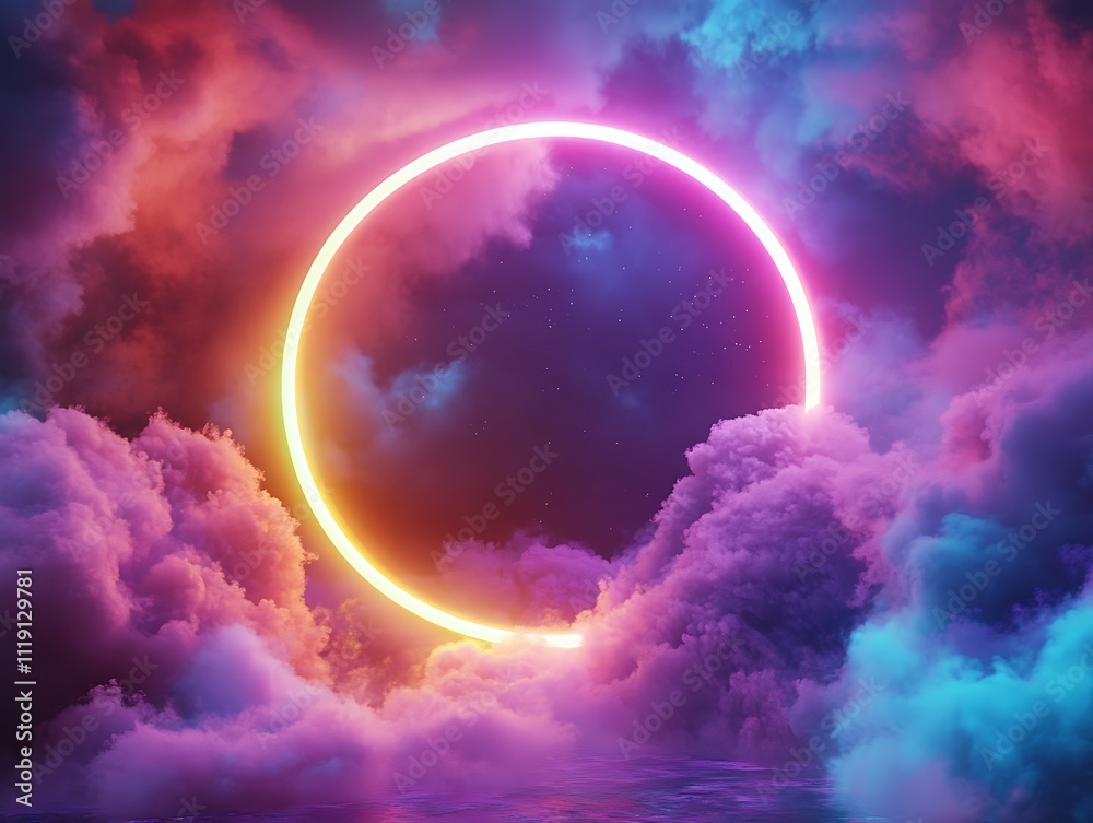Neon Dreams: A Glowing Portal in the Clouds Neon Dreams: A Glowing Portal in the Clouds