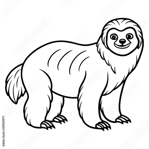 sloth line art illustration vector