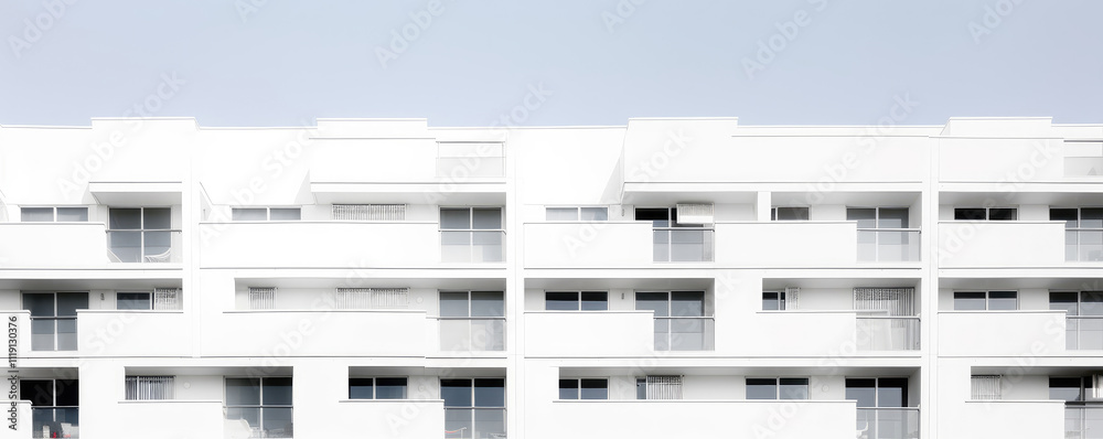 Modern White Apartment Complex Facade Minimalism Modern White Apartment Complex Facade Minimalism