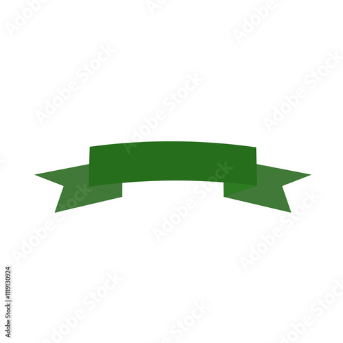 Green ribbon banner isolated on transparent background, png image