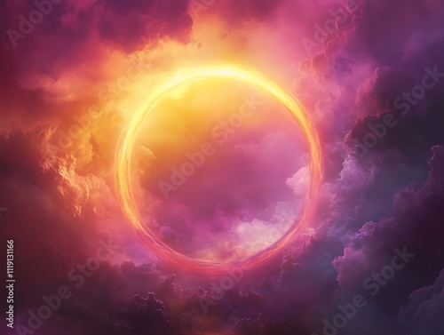 Wallpaper Mural Neon Dreams: A Glowing Portal in the Clouds Torontodigital.ca