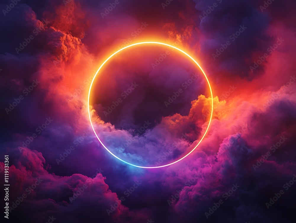 Neon Dreams: A Glowing Portal in the Clouds Neon Dreams: A Glowing Portal in the Clouds