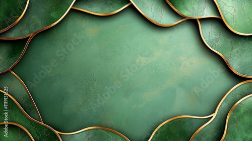 Emerald Green Gold Frame Abstract Background Texture
