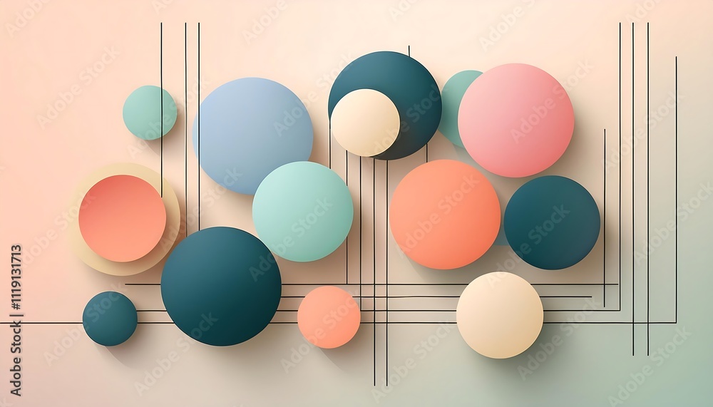 Abstract composition of colorful circles and lines. Abstract composition of colorful circles and lines.