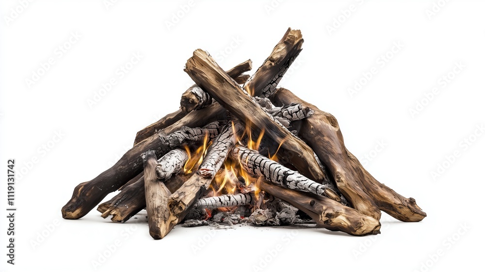 Burning bonfire on a white background, burning sticks, isolated Burning bonfire on a white background, burning sticks, isolated
