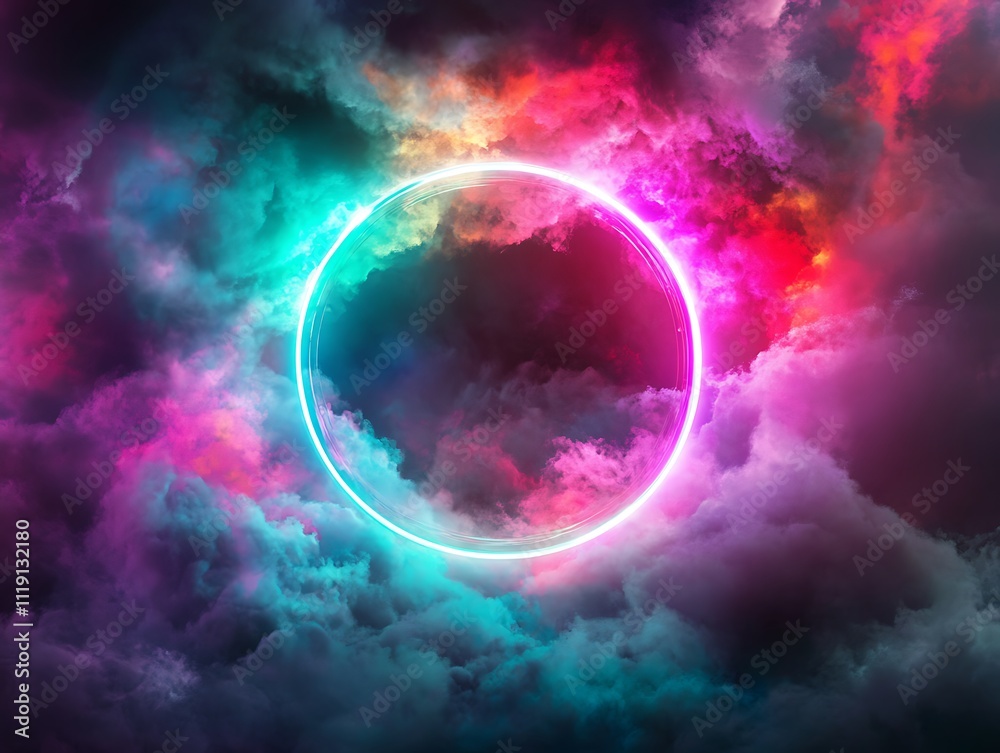 Neon Dreams: A Glowing Portal in the Clouds